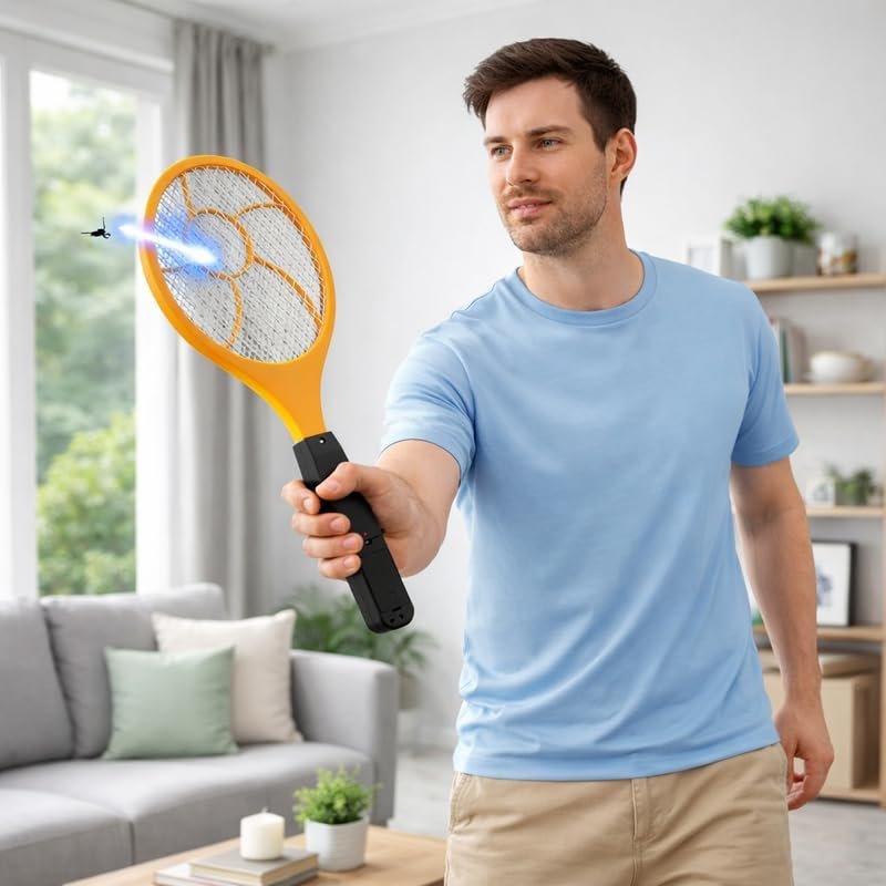 Electric Fly Zapper, Fly killer with Protective net Layer, Electric Fly Swatter, Pest Control Mosquito and Insect Catcher Racket, Lightweight Handy Killer Racket for Indoor and Outdoor - Image 4