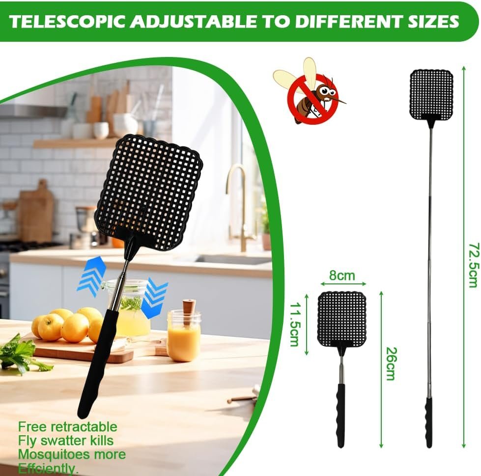 Ram® 2 X Extendable Telescopic Fly Swatters Pack Of 2 Strong 75CM Pest Control Fly Mosquito Wasp Bug Insect Swat - Image 5