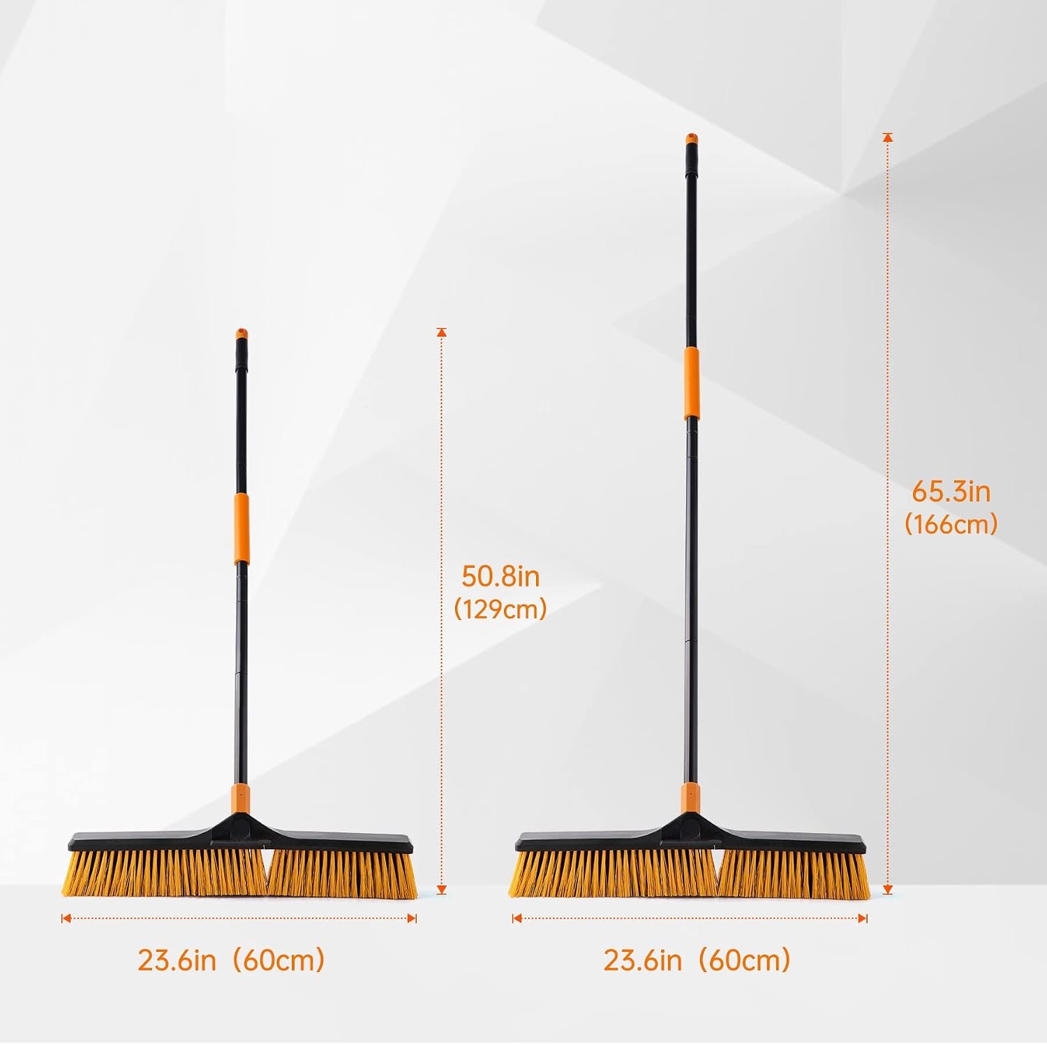CLEANHOME Upgrade Garden Broom,Yard Brush Heavy Duty Outdoor(23.6in) | 66in Broom has a Sturdy,Rust-resistant Handle,Stiff Bristles for Sweeping up Large Areas of Fallen Leaves、Gravel、Debris - Image 4