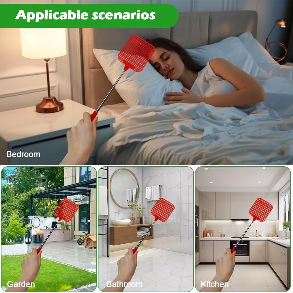 Ram® 2 X Extendable Telescopic Fly Swatters Pack Of 2 Strong 75CM Pest Control Fly Mosquito Wasp Bug Insect Swat - Image 6