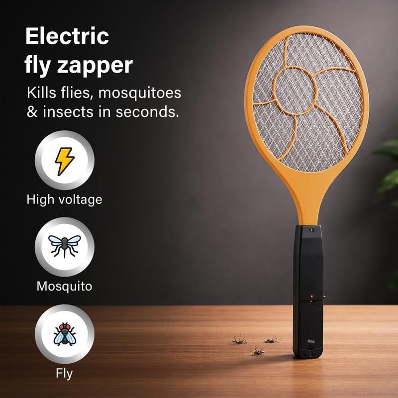 Electric Fly Zapper, Fly killer with Protective net Layer, Electric Fly Swatter, Pest Control Mosquito and Insect Catcher Racket, Lightweight Handy Killer Racket for Indoor and Outdoor - Image 5
