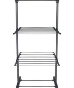 Alternative view of BARGAIN FACTORY Airer Clothes Drying Rack,4-Tier Grey Foldable Clothes Hanger Adjustable Large Stainless Steel Garment Laundry Racks for Indoor Outdoor with Foldable Wings