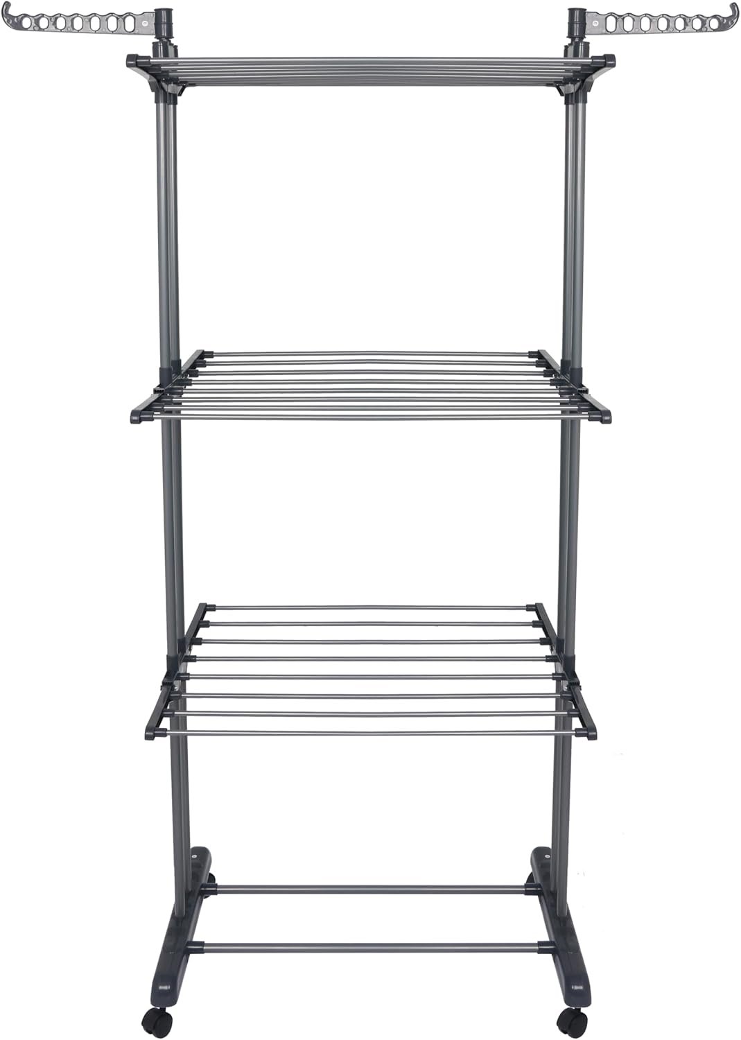 BARGAIN FACTORY Airer Clothes Drying Rack,4-Tier Grey Foldable Clothes Hanger Adjustable Large Stainless Steel Garment Laundry Racks for Indoor Outdoor with Foldable Wings - Image 2