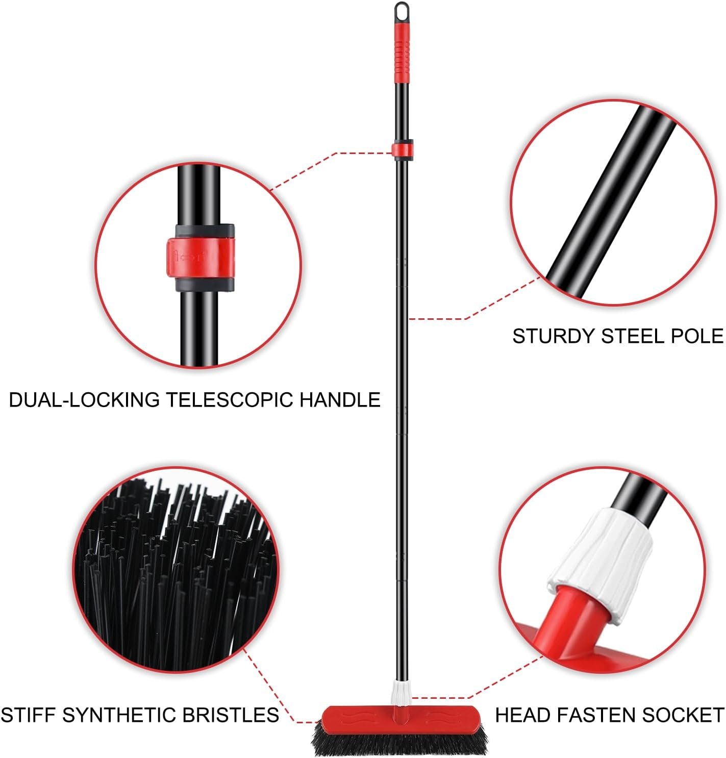 Mitclear Outdoor Broom Heavy Duty, Stiff Garden Sweeping Brush, Hard Yard Brush with Long Handle for Cleaning Decking Patio(57IN) - Image 4