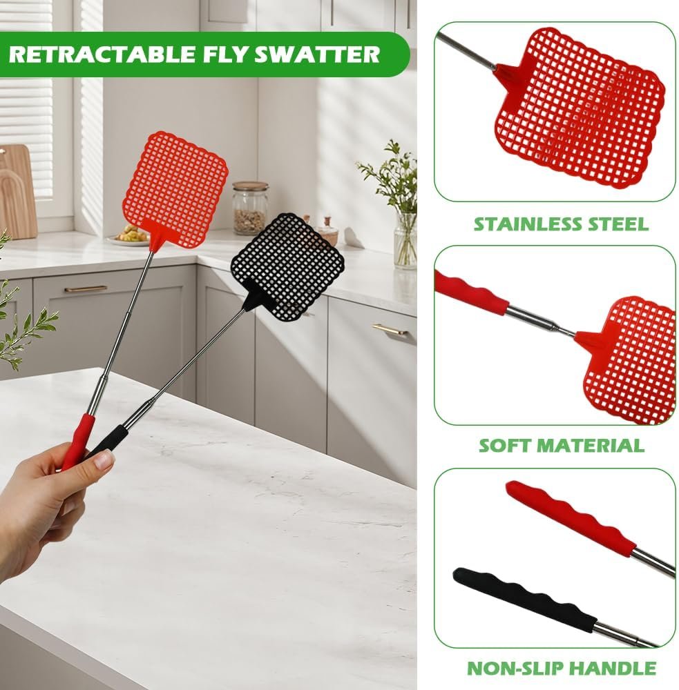 Ram® 2 X Extendable Telescopic Fly Swatters Pack Of 2 Strong 75CM Pest Control Fly Mosquito Wasp Bug Insect Swat - Image 4