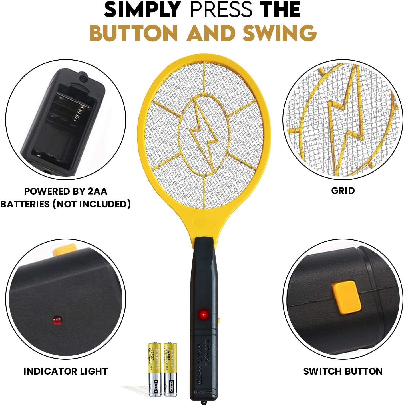 Electric Fly Swatter Bug Zapper Battery Operated Flies killer Indoor & Outdoor - Image 3