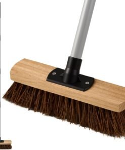 Mitclear 10IN Outdoor Garden Broom Heavy Duty with Long Handle(55IN), Yard Sweeping Brush with Natural Bassine Hard Bristle & Metal Poles, Stiff Broom for Decking, Driveway, Garage, Garden, Yard