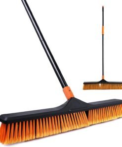 CLEANHOME Upgrade Garden Broom,Yard Brush Heavy Duty Outdoor(23.6in) | 66in Broom has a Sturdy,Rust-resistant Handle,Stiff Bristles for Sweeping up Large Areas of Fallen Leaves、Gravel、Debris