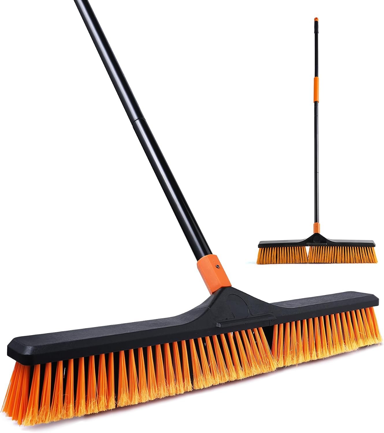 CLEANHOME Upgrade Garden Broom,Yard Brush Heavy Duty Outdoor(23.6in) | 66in Broom has a Sturdy,Rust-resistant Handle,Stiff Bristles for Sweeping up Large Areas of Fallen Leaves、Gravel、Debris