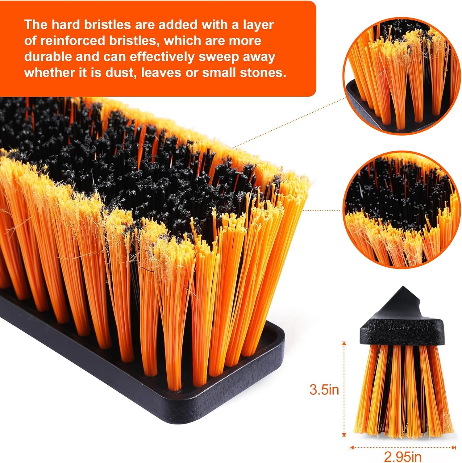 CLEANHOME Upgrade Garden Broom,Yard Brush Heavy Duty Outdoor(23.6in) | 66in Broom has a Sturdy,Rust-resistant Handle,Stiff Bristles for Sweeping up Large Areas of Fallen Leaves、Gravel、Debris - Image 3